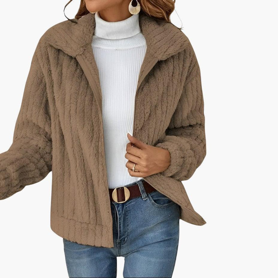 Seraphine | Longline Fleece Cardigan with Open-Front and Long Sleeves view 3