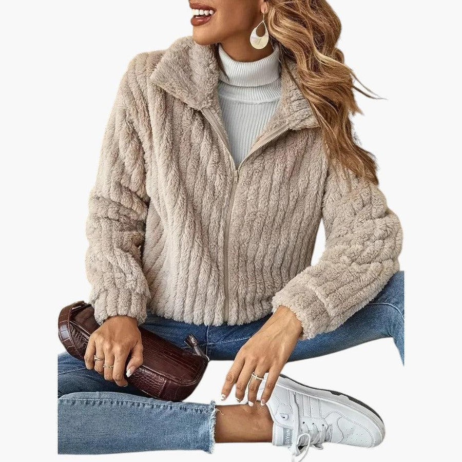 Seraphine | Longline Fleece Cardigan with Open-Front and Long Sleeves view 2