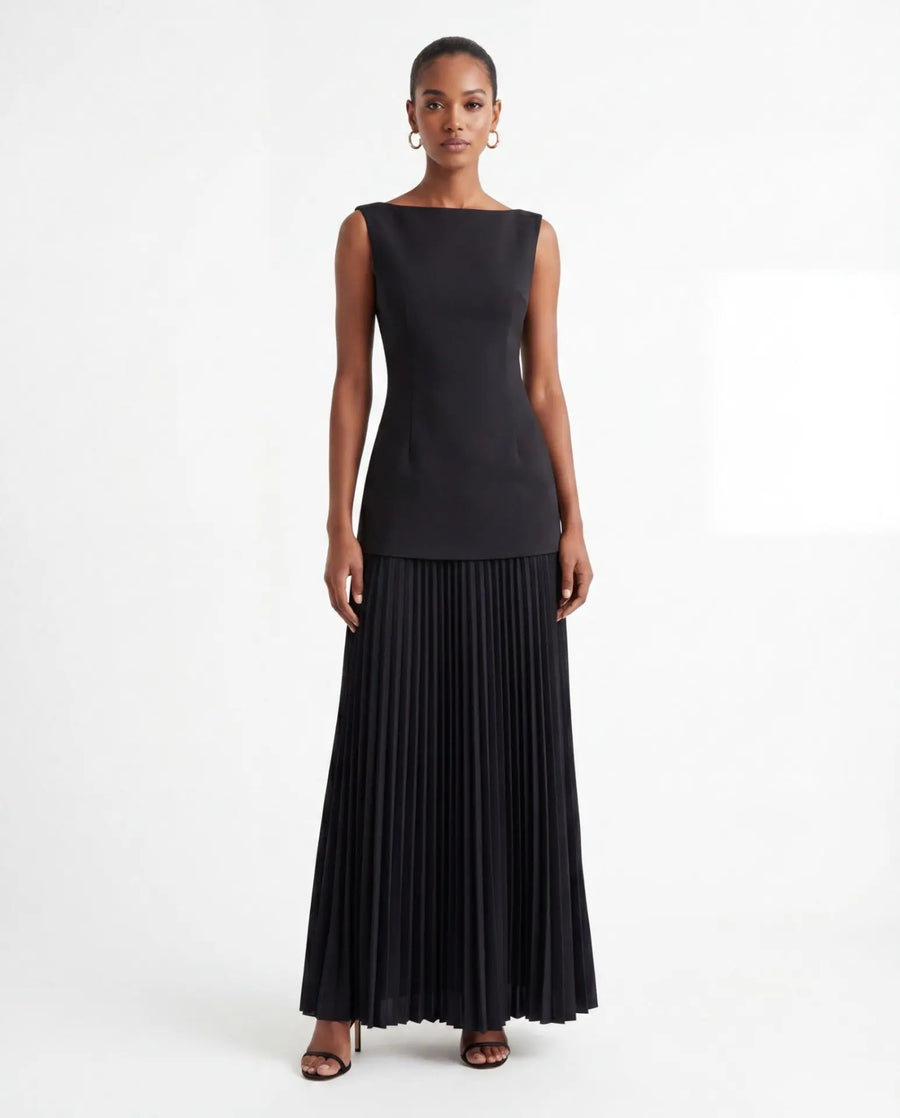 Maria | Boat-Neck Pleated Maxi Dress view 5