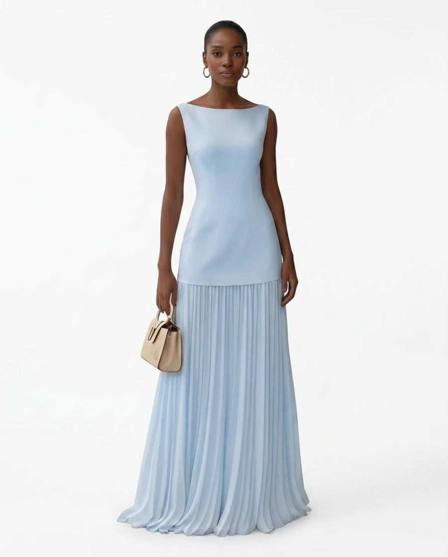Maria | Boat-Neck Pleated Maxi Dress view 4