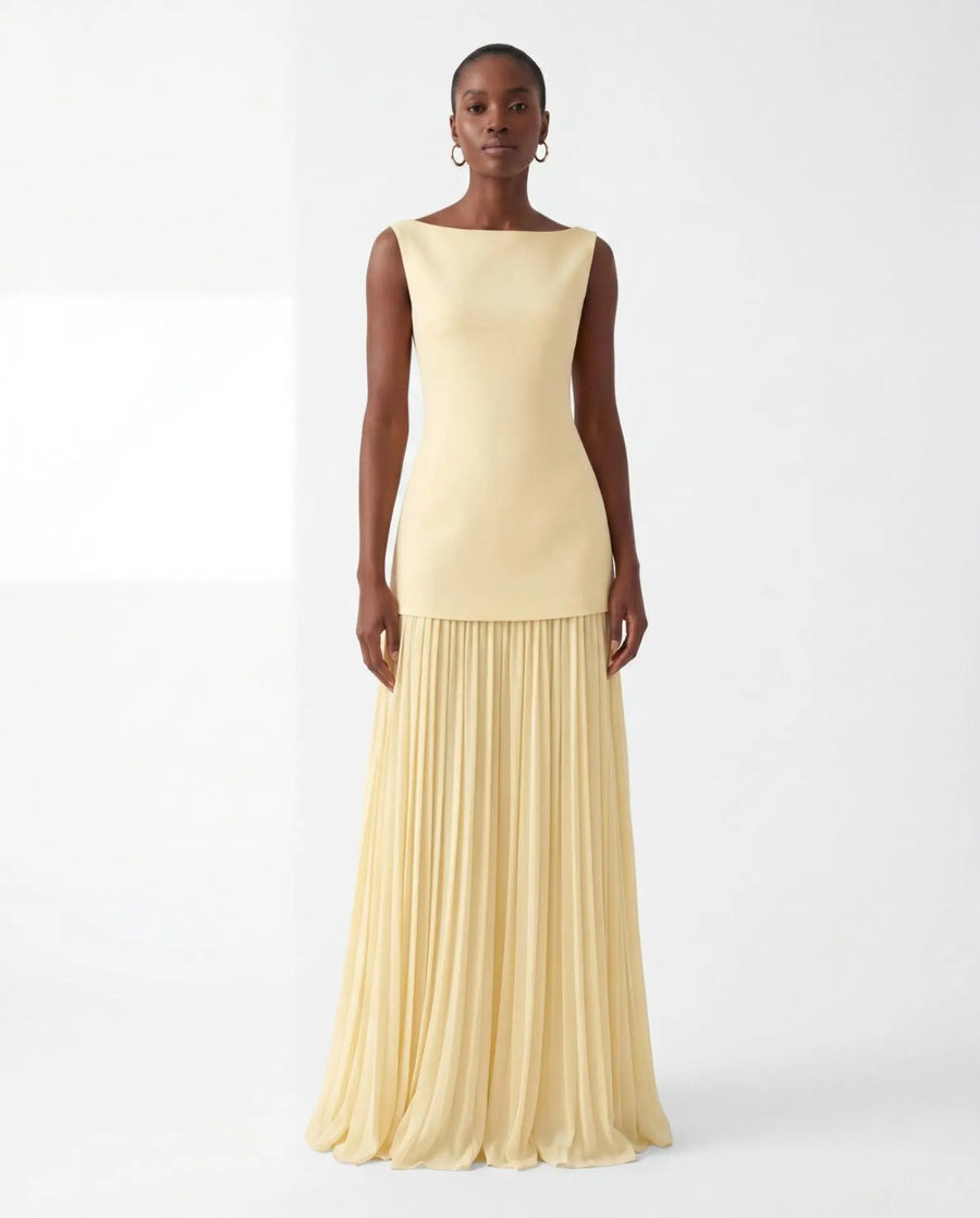 Maria | Boat-Neck Pleated Maxi Dress view 3