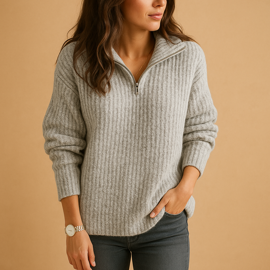 Ida | Women's Winter Sweater – Half-Zip Ribbed view 4