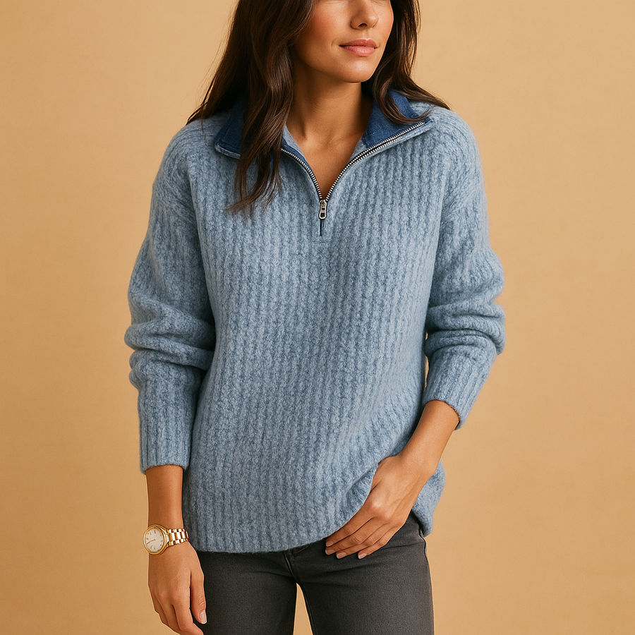 Ida | Women's Winter Sweater – Half-Zip Ribbed view 5