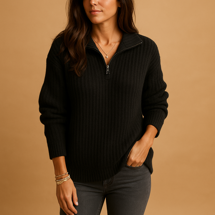 Ida | Women's Winter Sweater – Half-Zip Ribbed view 6