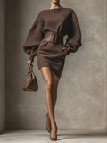 Kestrel | Knit Sweater Mini Dress with Belt