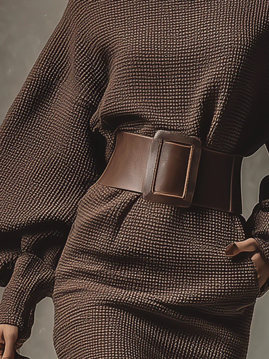 Kestrel | Knit Sweater Mini Dress with Belt view 3