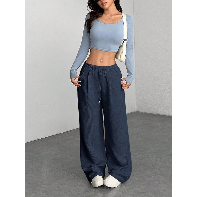 Georgina | Women's Wide Leg Pants – High Waisted Relaxed Palazzo Pants view 8