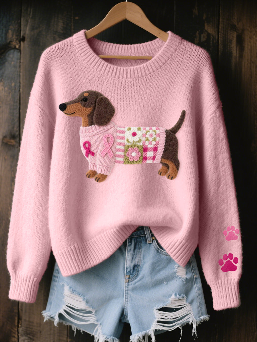 Marnie | Women's Winter Sweater – Dachshund Graphic view 1