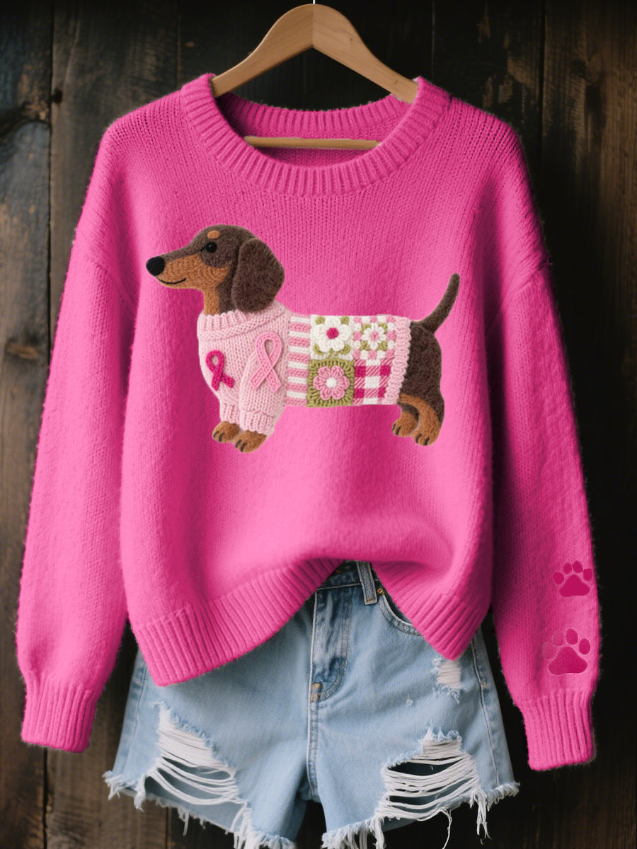 Marnie | Women's Winter Sweater – Dachshund Graphic view 2