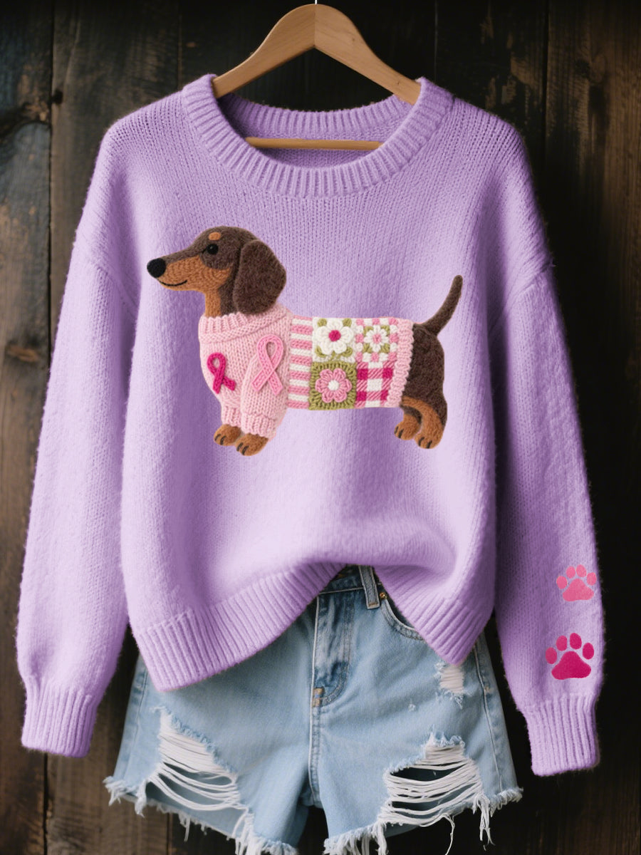 Marnie | Women's Winter Sweater – Dachshund Graphic view 4