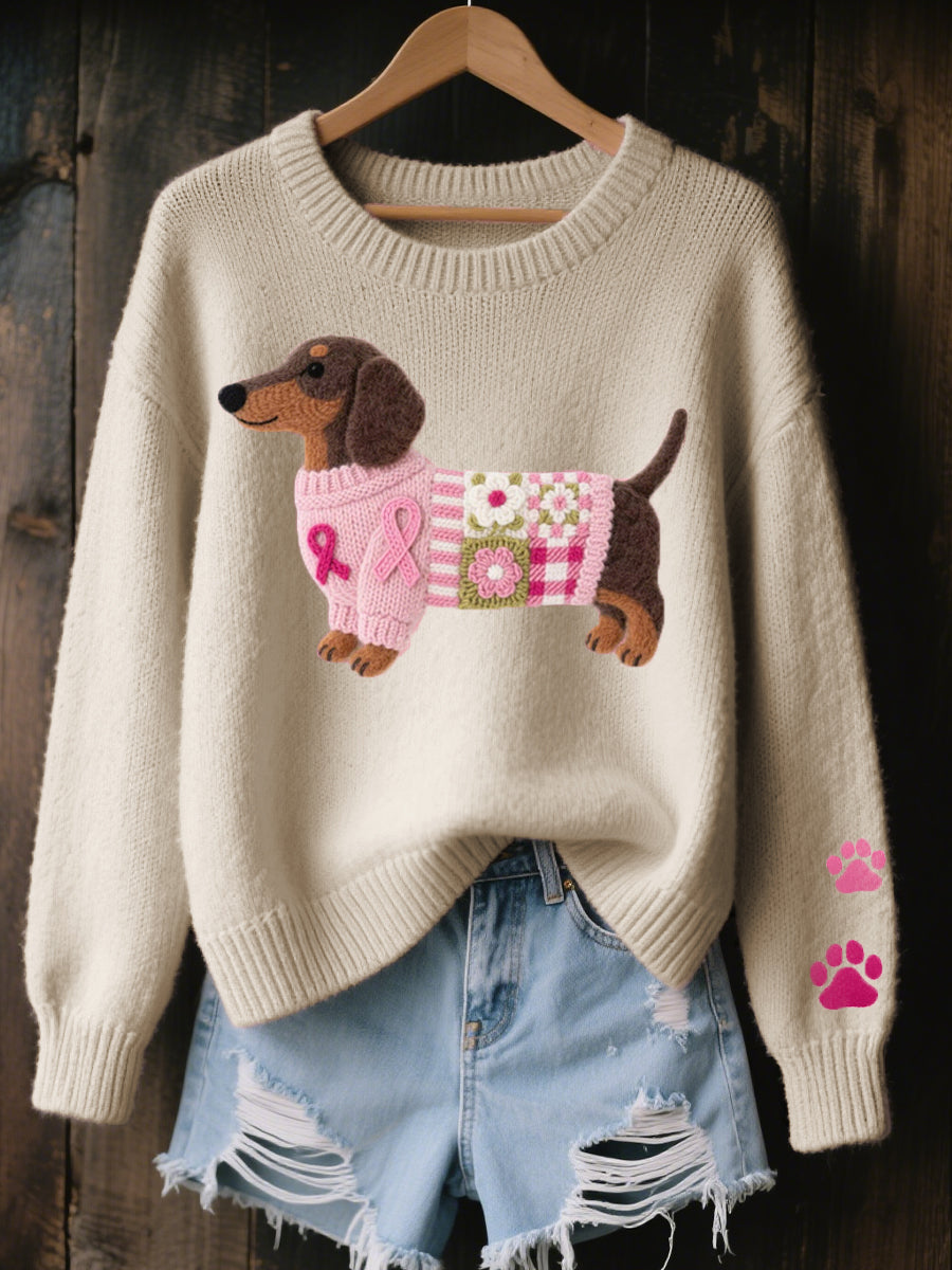Marnie | Women's Winter Sweater – Dachshund Graphic view 5