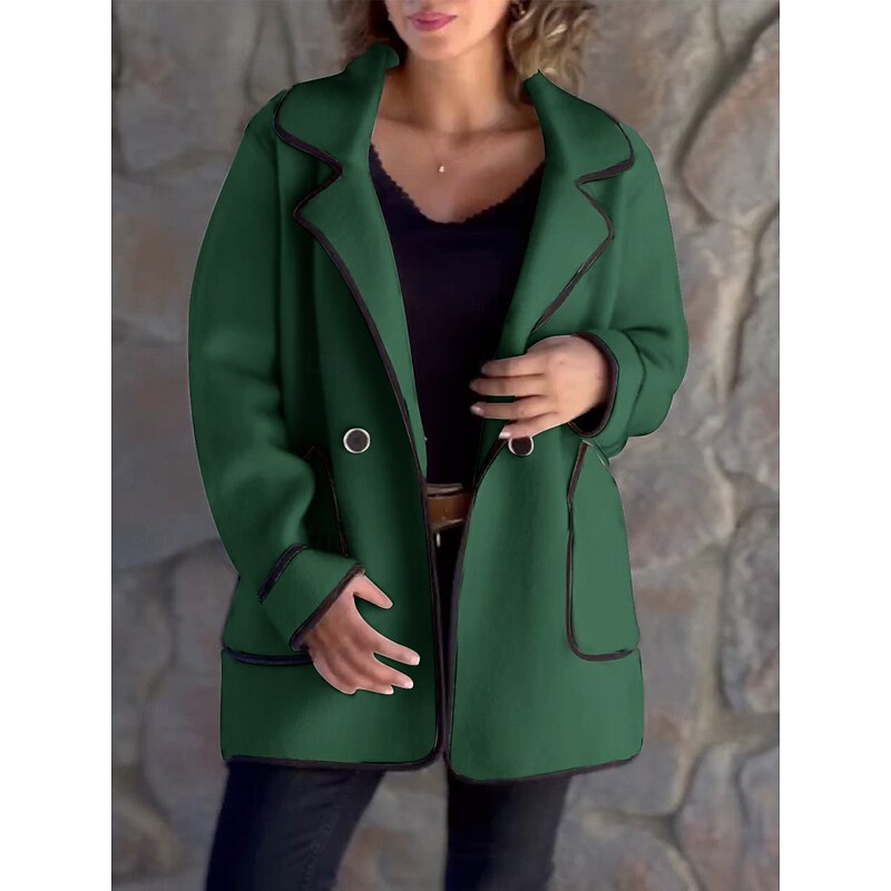 Delaine | Women's Oversized Coat – Contrast Trim Loose Winter Coat view 1