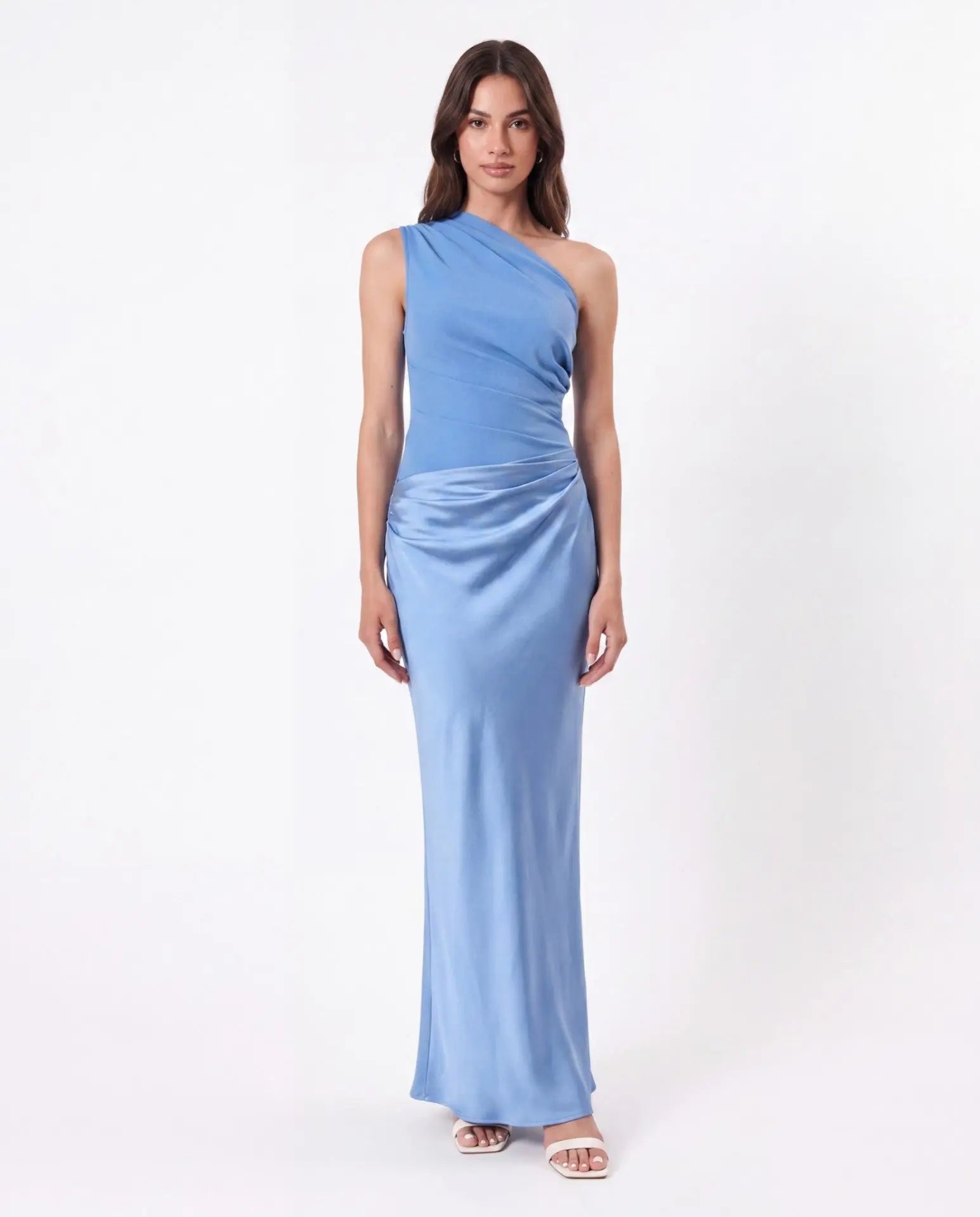 Olivia blue satin dress