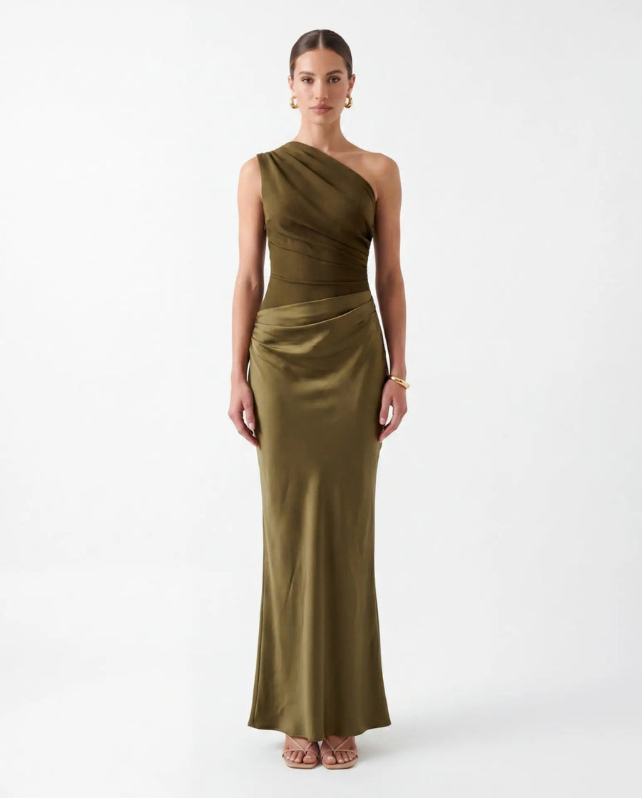 Olivia | One-Shoulder Satin Maxi Dress view 2
