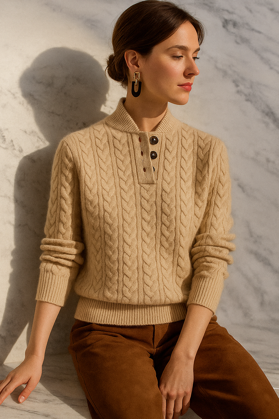 Ophelia | Button-Up Cable Knit Sweater for Women view 21