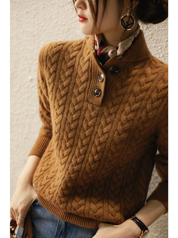 Ophelia | Button-Up Cable Knit Sweater for Women view 3