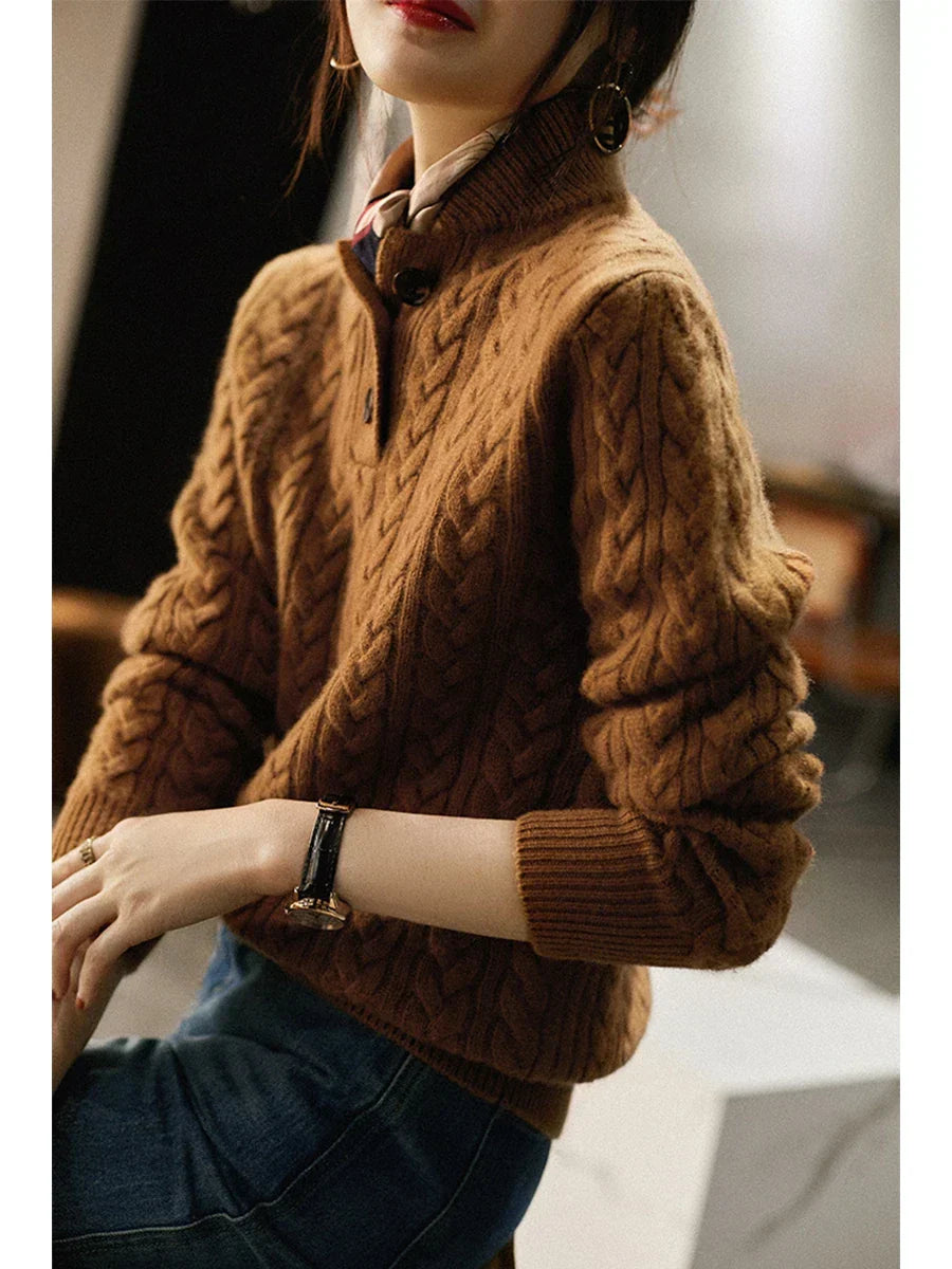 Ophelia | Button-Up Cable Knit Sweater for Women view 4