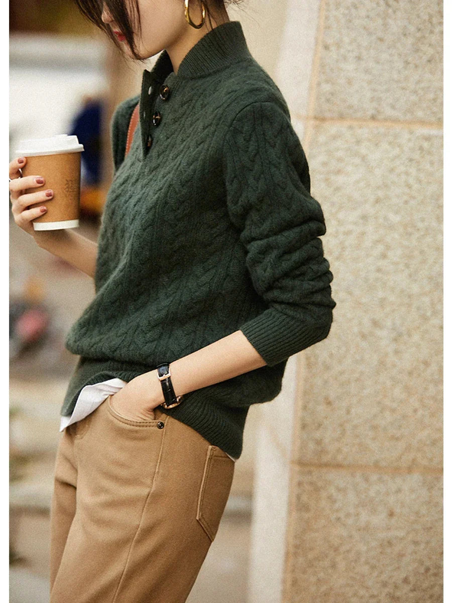 Ophelia | Button-Up Cable Knit Sweater for Women view 7