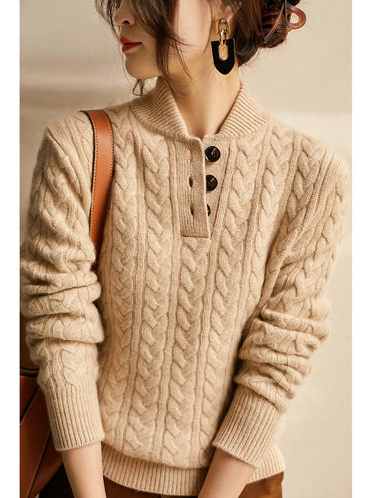 Ophelia | Button-Up Cable Knit Sweater for Women view 10