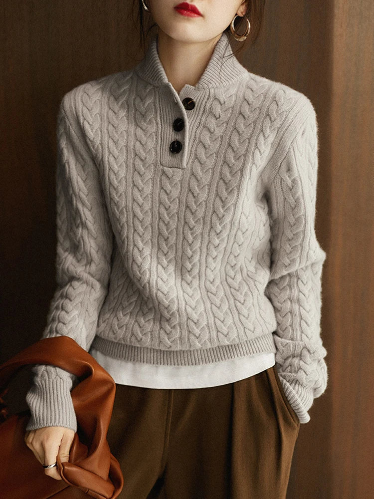 Ophelia | Button-Up Cable Knit Sweater for Women view 13