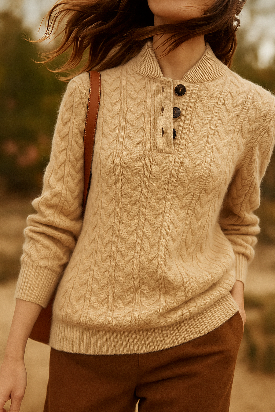 Ophelia | Button-Up Cable Knit Sweater for Women view 9