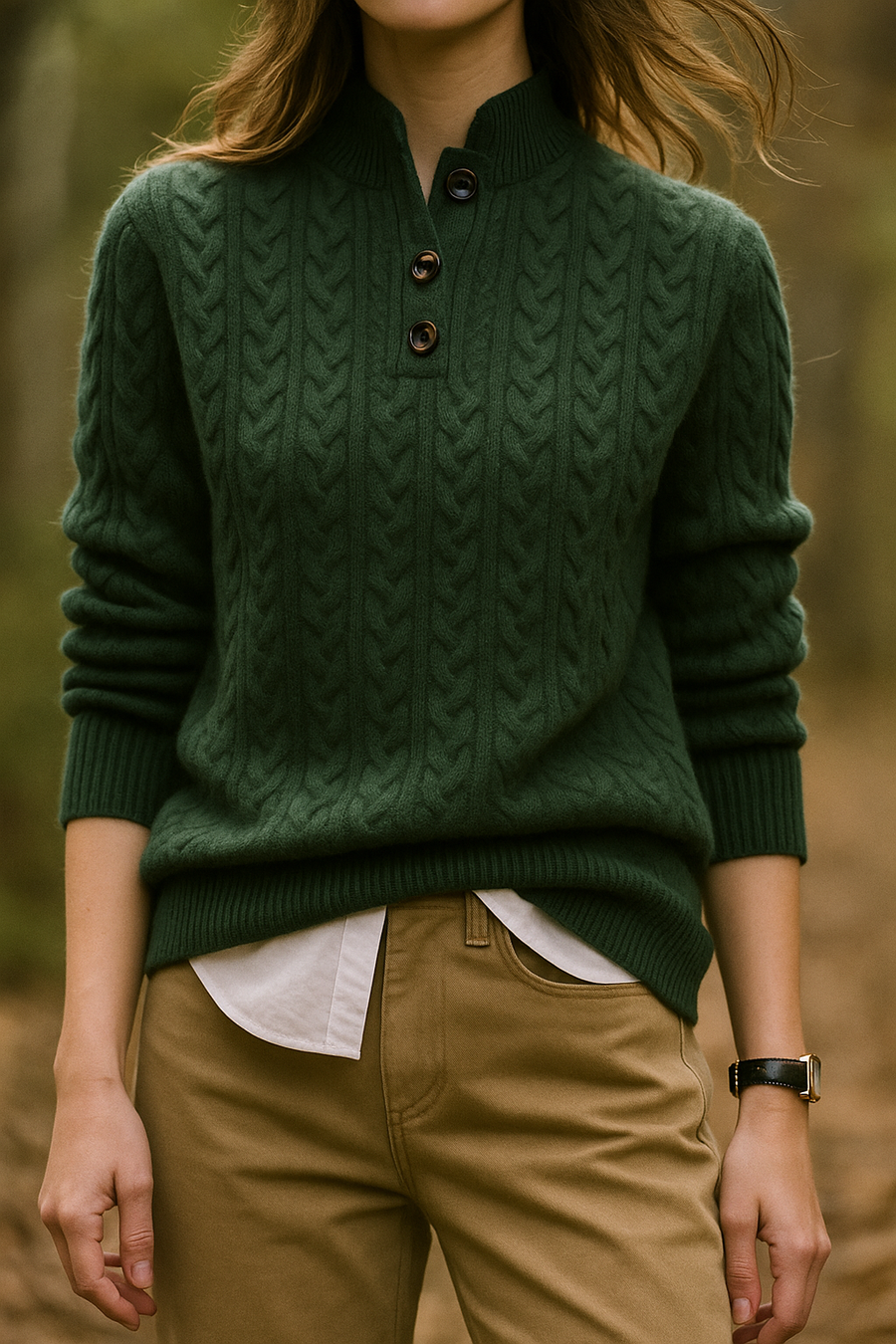 Ophelia | Button-Up Cable Knit Sweater for Women view 5