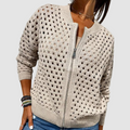 Regina | Women's Winter Cardigan – Hollow Knit Zip-Up