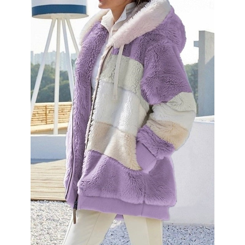 Corinne | Women's Hooded Zip Up Jacket – Cozy Plush Winter Coat view 10