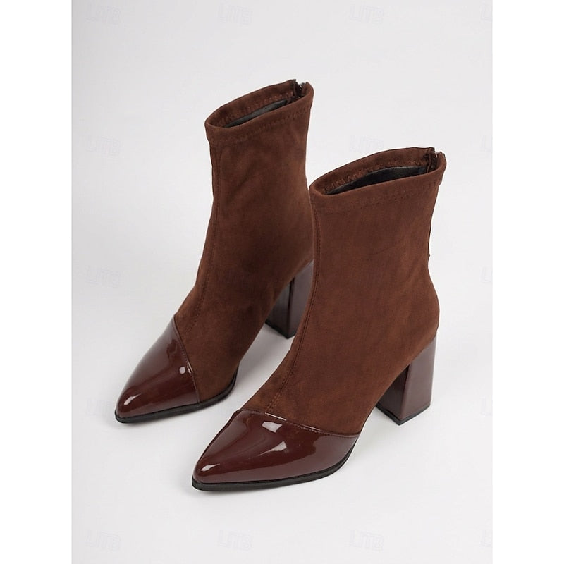 Beatrix | Women's Block Heel Ankle Boots – Cap Toe Chunky Heel Booties view 7