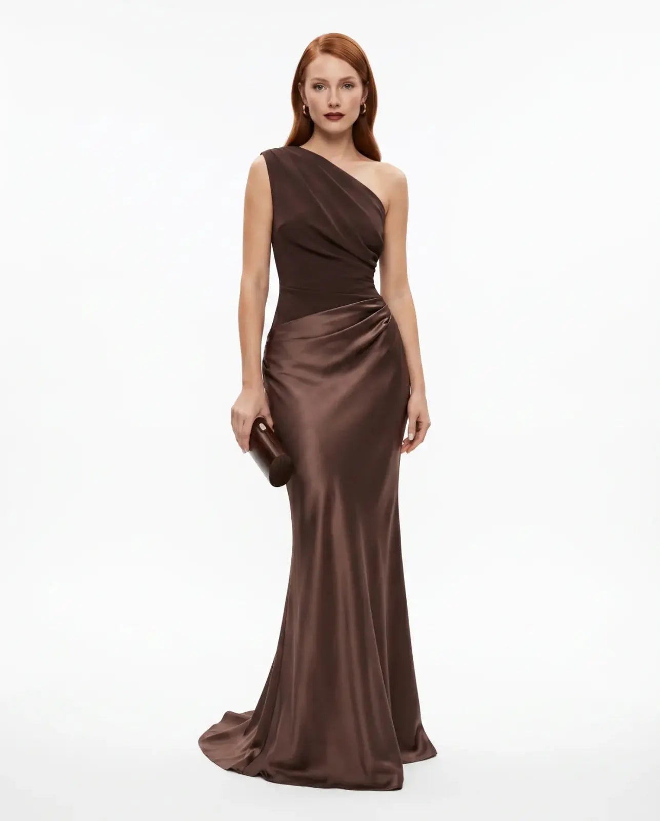 Olivia camel satin dress