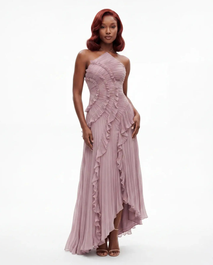 Anna mauve pleated dress