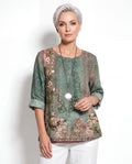 Nancy | Retro-Inspired Floral Linen Blouse