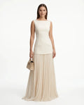 Maria | Boat-Neck Pleated Maxi Dress