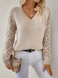 Magnolia | Women's Winter Sweater – V-Neck Crochet Sleeve