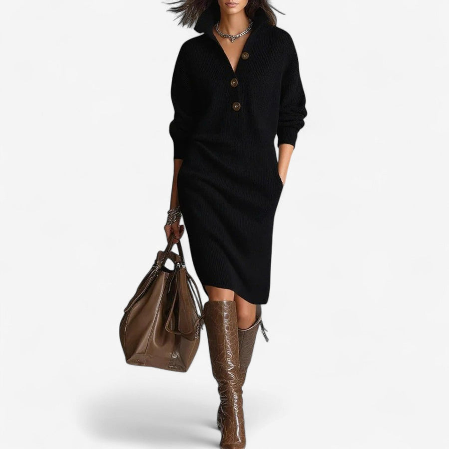 Isabeau | Knit Sweater Dress with Collar view 3