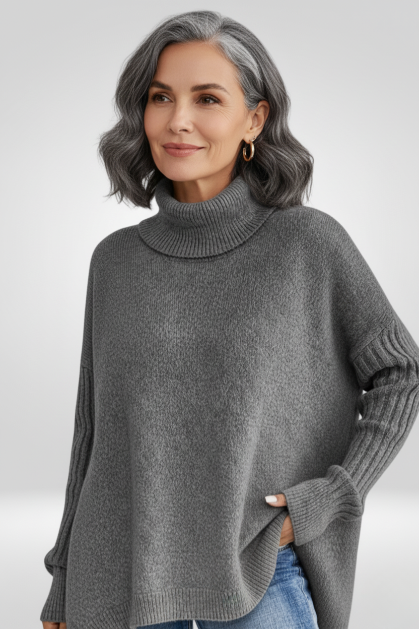 Laurel | Women's Winter Sweater – Oversized Turtleneck, Beige view 10