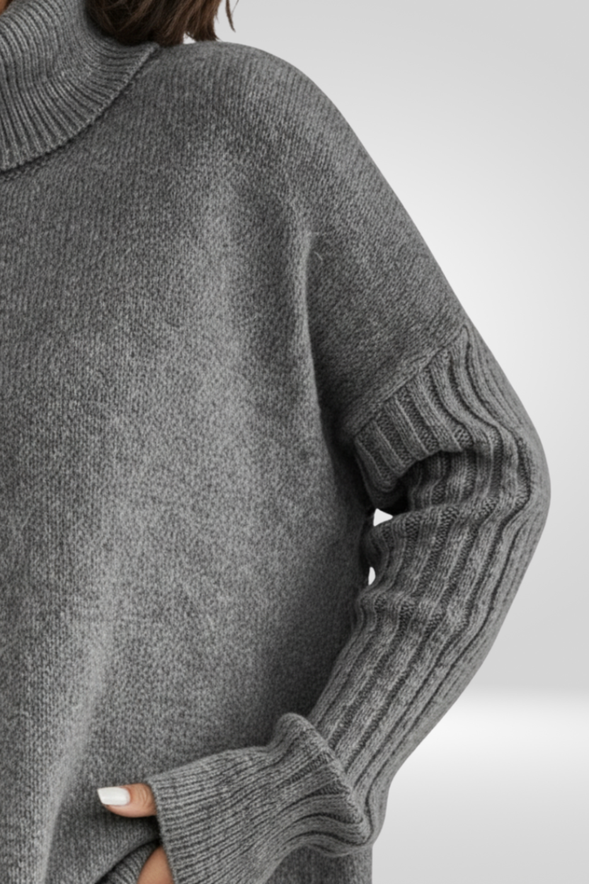 Laurel | Women's Winter Sweater – Oversized Turtleneck, Beige view 13
