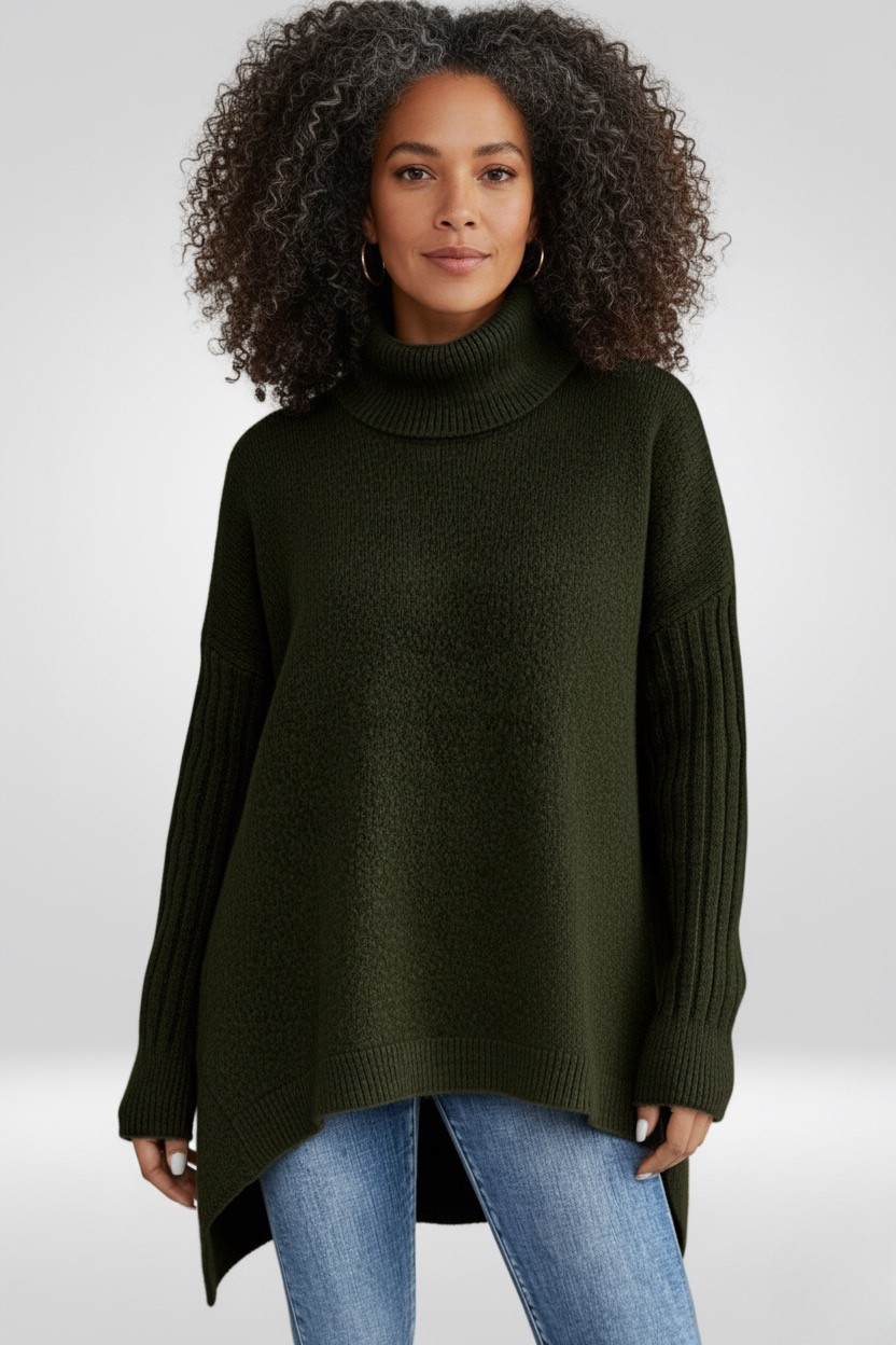 Laurel | Women's Winter Sweater – Oversized Turtleneck, Beige view 14