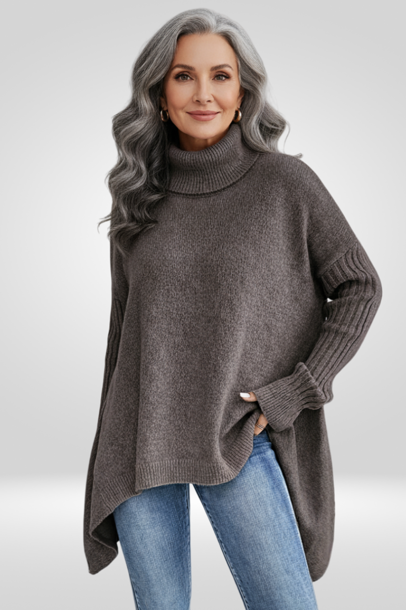 Laurel | Women's Winter Sweater – Oversized Turtleneck, Beige view 18