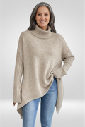 Laurel | Women's Winter Sweater – Oversized Turtleneck, Beige