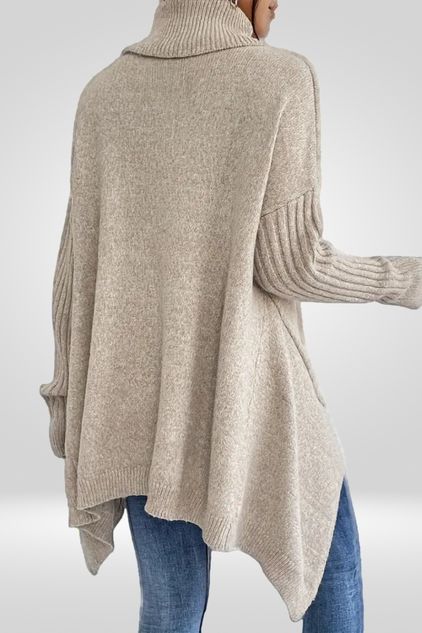 Laurel | Women's Winter Sweater – Oversized Turtleneck, Beige view 3