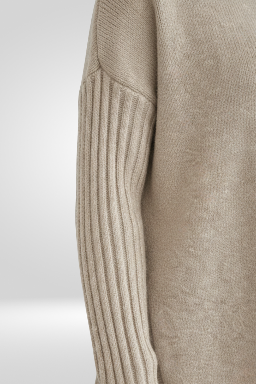 Laurel | Women's Winter Sweater – Oversized Turtleneck, Beige view 5
