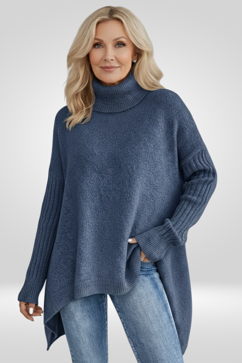 Laurel | Women's Winter Sweater – Oversized Turtleneck, Beige view 6