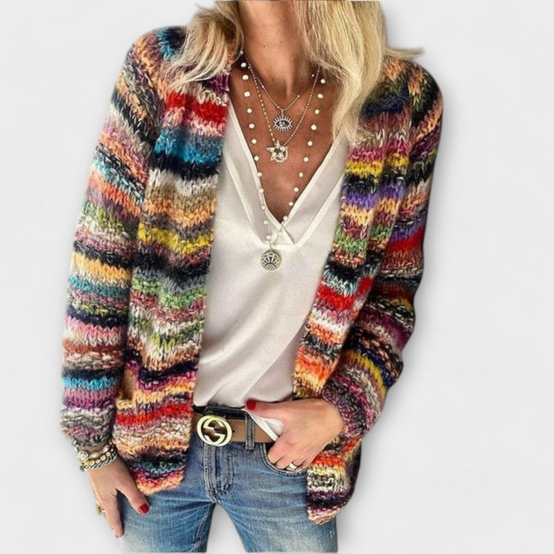 Mairead | Women's Winter Cardigan – Multicolor Open-Front Knit