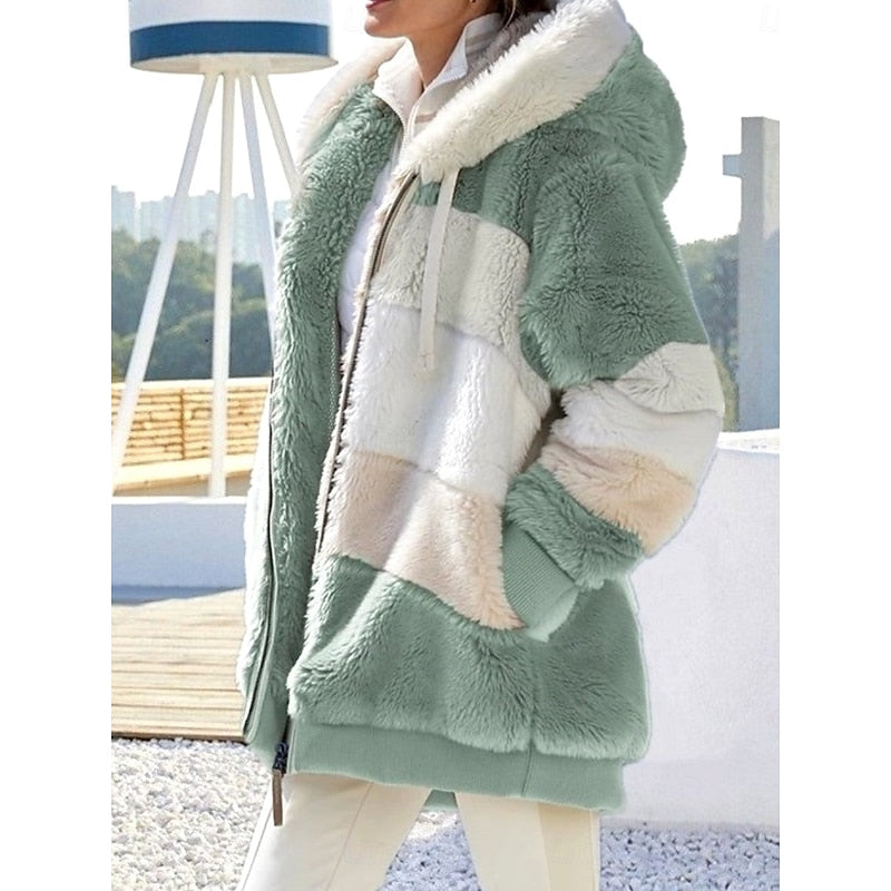Corinne | Women's Hooded Zip Up Jacket – Cozy Plush Winter Coat view 1