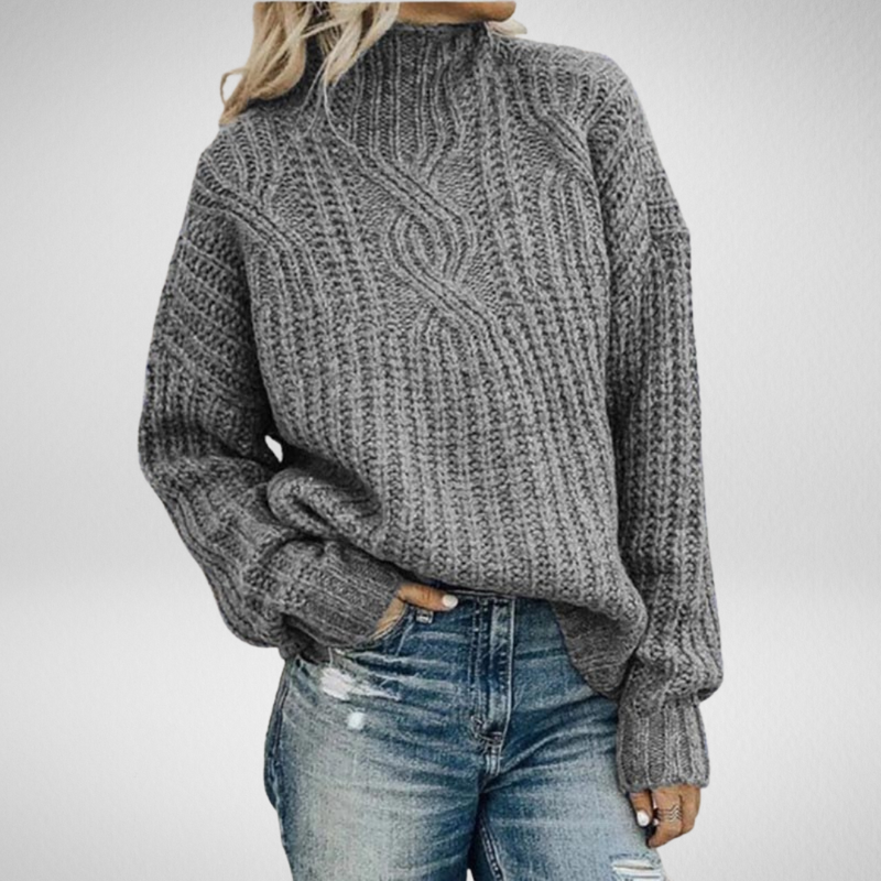 Marina | Women's Winter Sweater – Cable Knit, Green
