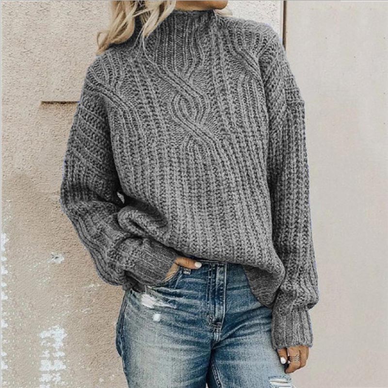 Marina | Women's Winter Sweater – Cable Knit, Green view 2