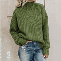 Marina | Women's Winter Sweater – Cable Knit, Green