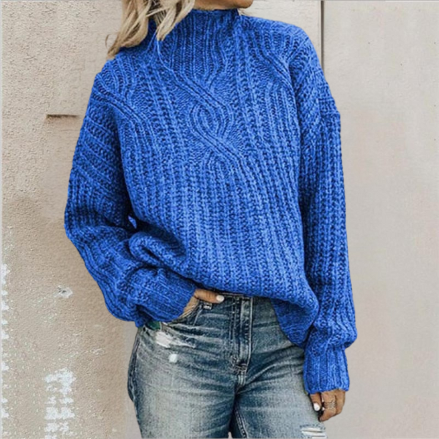 Marina | Women's Winter Sweater – Cable Knit, Green view 6
