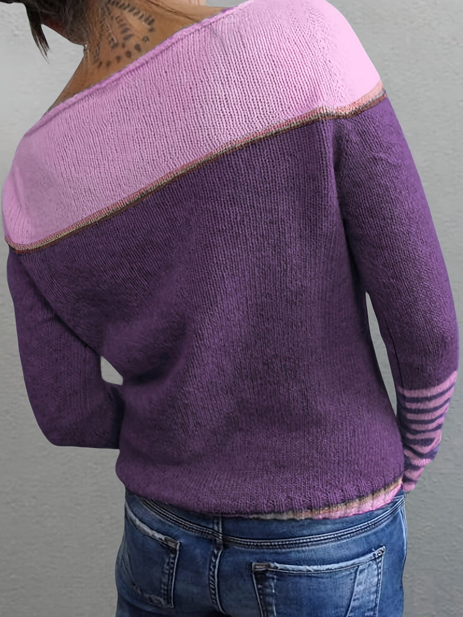 Maeve | Women's Winter Sweater – Striped Boat Neck view 10